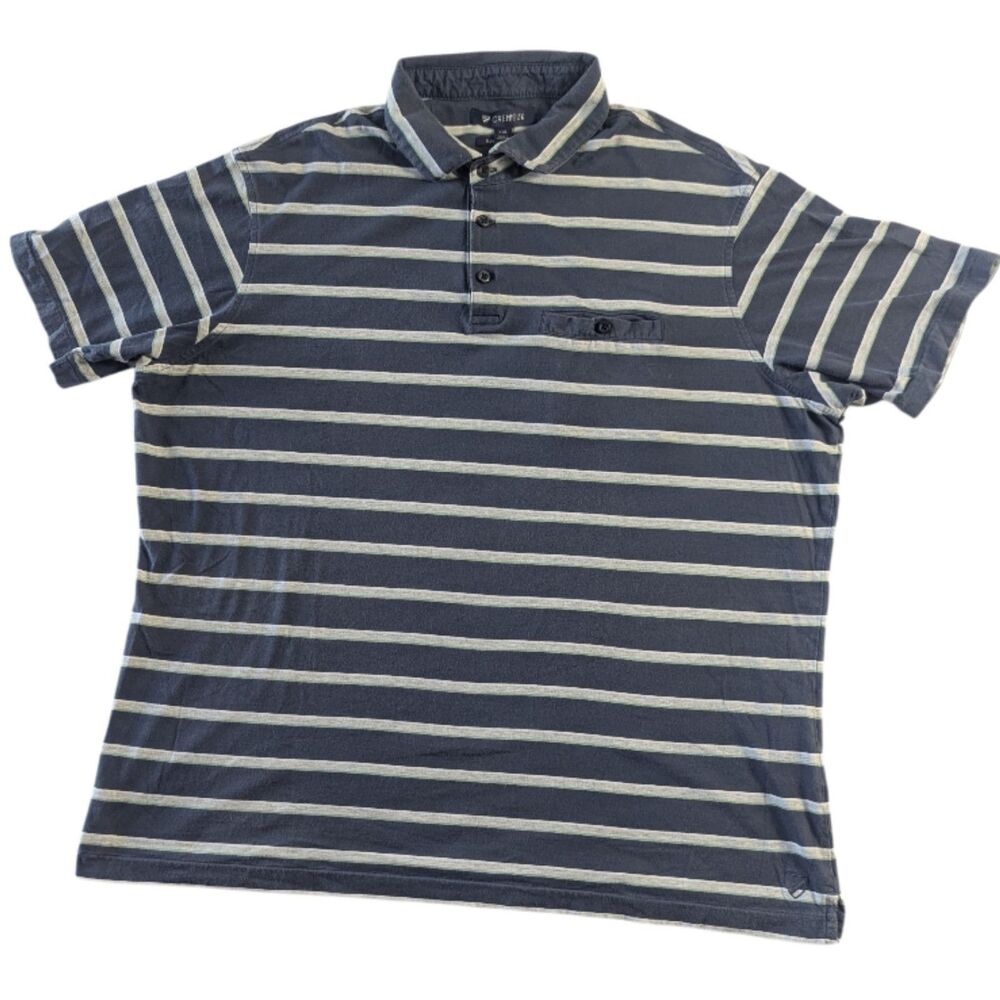 Men’s Cremieux XXL Blue Striped Supima Cotton Polo Shirt – Short Sleeve